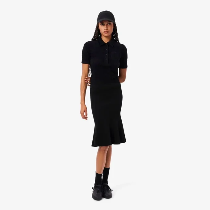 3D-gerippter Midirock für Damen
