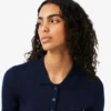 3D-Rippstrick-Poloshirt-Kragen-Pullover aus Merinowolle