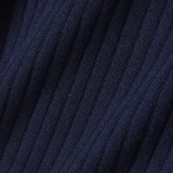 3D-Rippstrick-Poloshirt-Kragen-Pullover aus Merinowolle