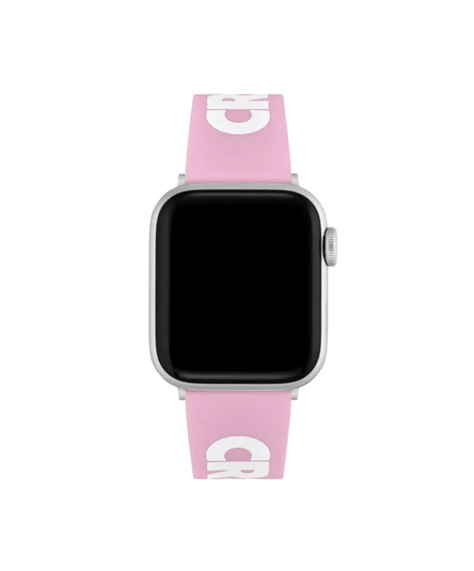 Apple Watch-Armband aus rosa Silikon mit Krokodil-Print