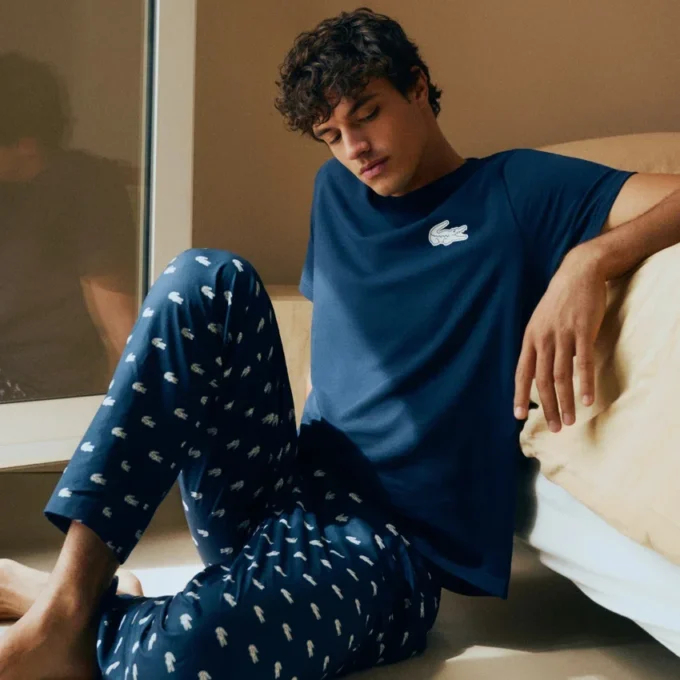 Baumwoll-Pyjama-Set mit Krokodil-Print