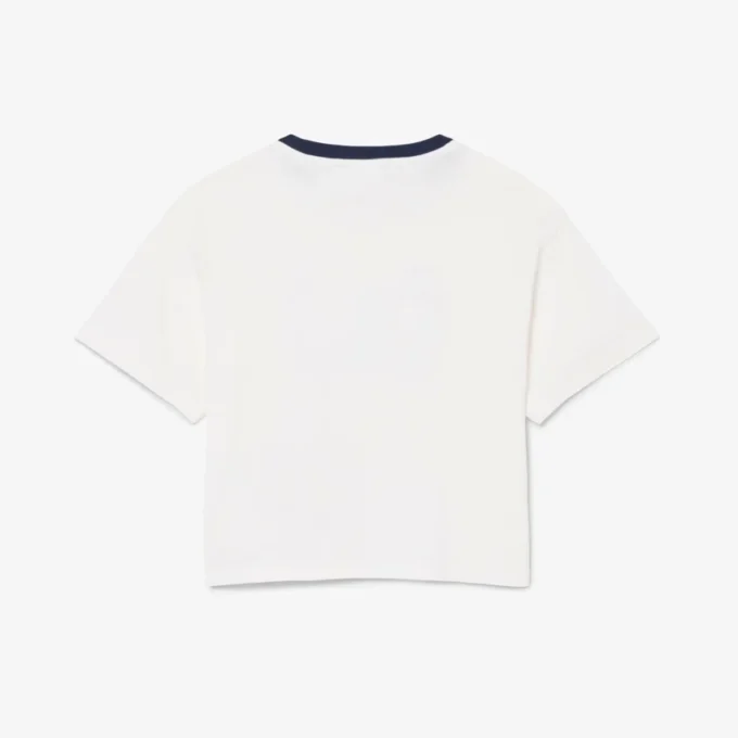 Baumwoll-T-Shirt mit Kontrast-Emblem