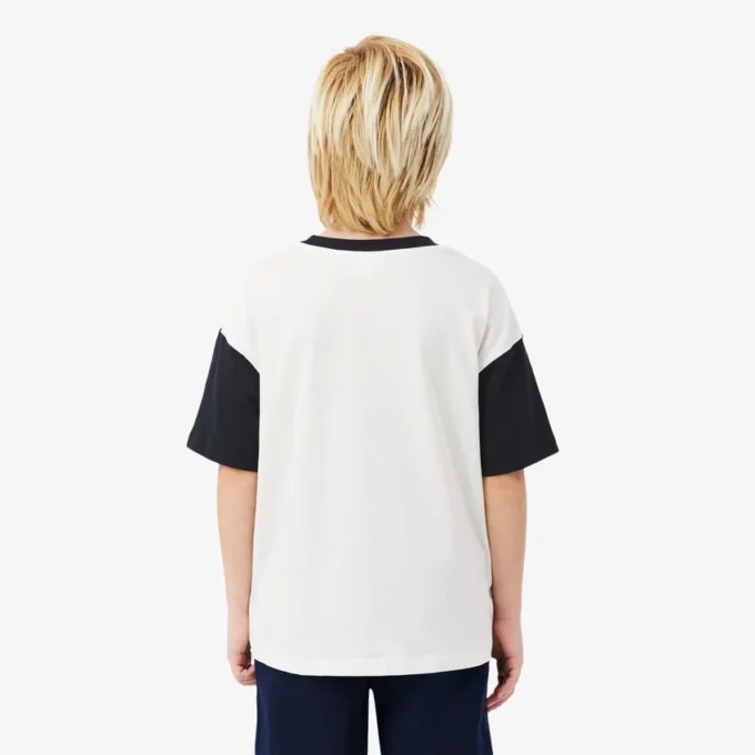 Baumwoll-T-Shirt mit Kontrastbesatz