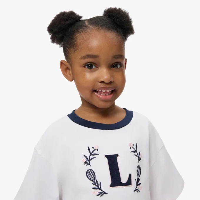 Baumwoll-T-Shirt mit kontrastierendem Emblem