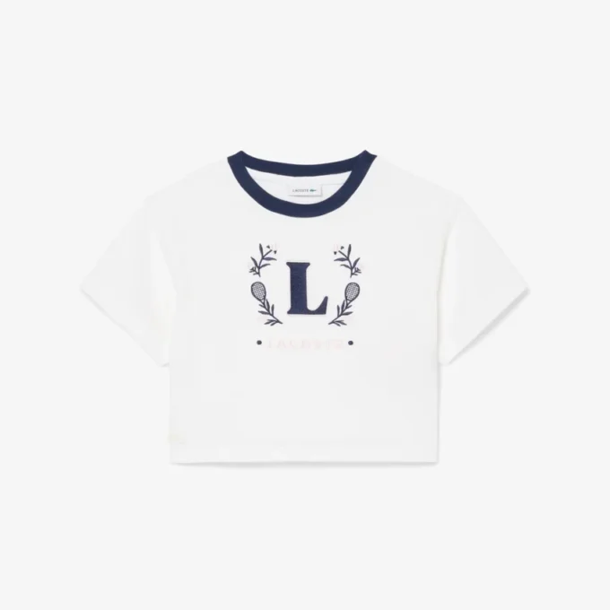 Baumwoll-T-Shirt mit kontrastierendem Emblem