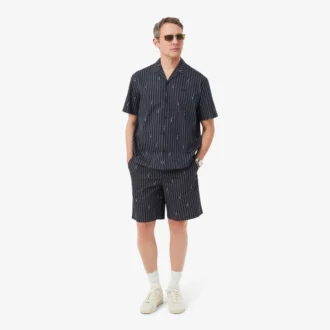 Baumwollshorts mit Krokodil-Print und Streifen