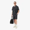 Baumwollshorts mit Krokodil-Print und Streifen
