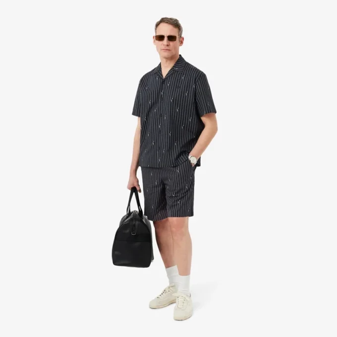 Baumwollshorts mit Krokodil-Print und Streifen
