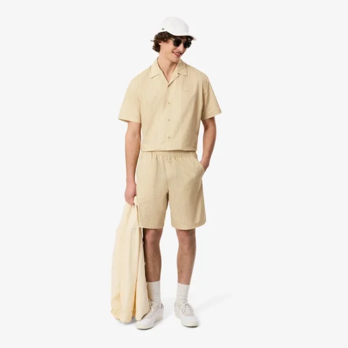 Baumwollshorts mit Krokodil-Print und Streifen