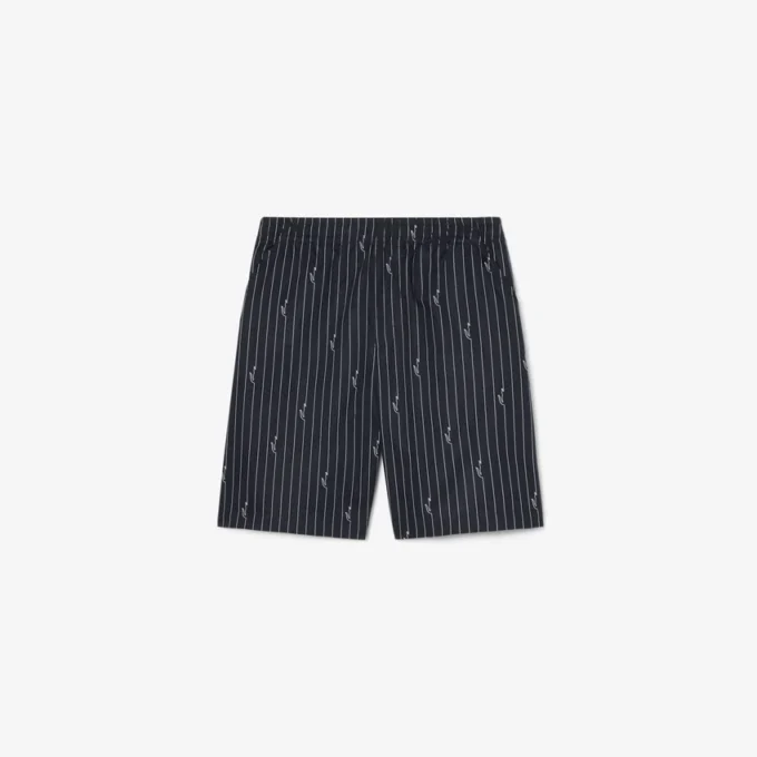 Baumwollshorts mit Krokodil-Print und Streifen