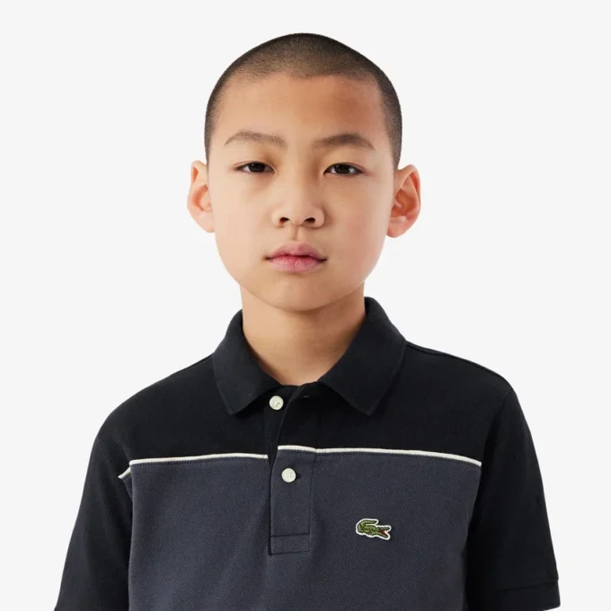 Colorblock-Poloshirt im Petit-Piqué-Stil