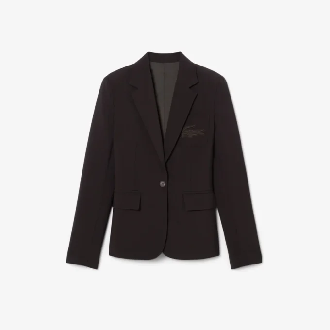 Damen-Blazer aus Wolle mit gesticktem Logo und schmaler Passform