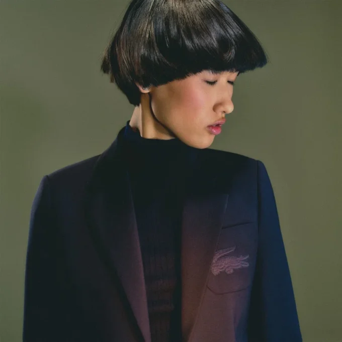 Damen-Blazer aus Wolle mit gesticktem Logo und schmaler Passform
