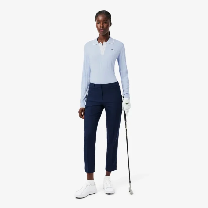 Damen-Golf-Pullover mit Stretch-Poloshirt-Kragen