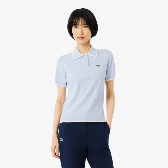 Damen-Golfpullover mit Polokragen und kurzen Ärmeln