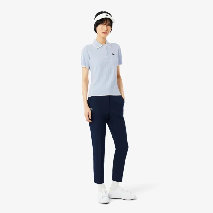 Damen-Golfpullover mit Polokragen und kurzen Ärmeln