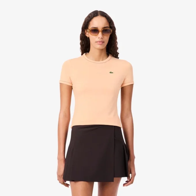 Damen-Jersey-T-Shirt mit Kontrastbesatz