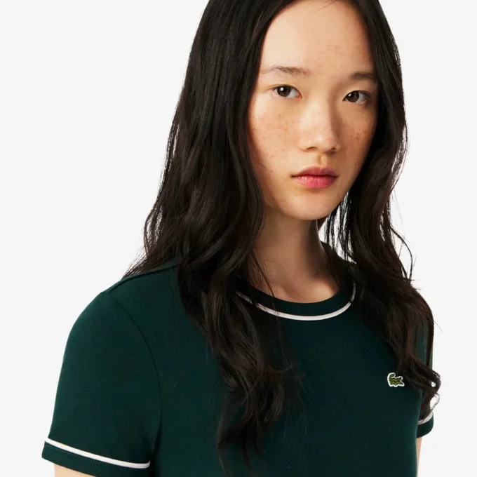Damen-Jersey-T-Shirt mit Kontrastbesatz