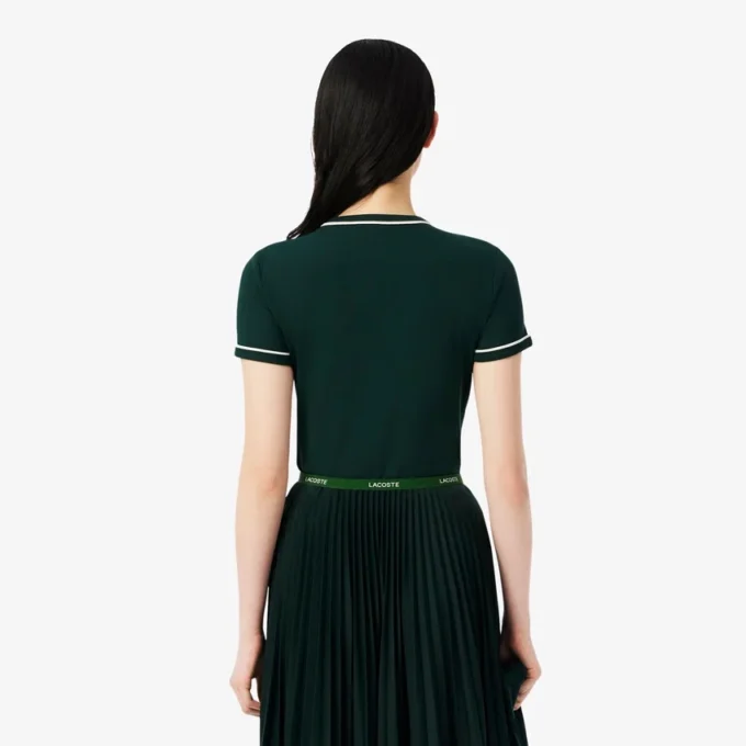 Damen-Jersey-T-Shirt mit Kontrastbesatz