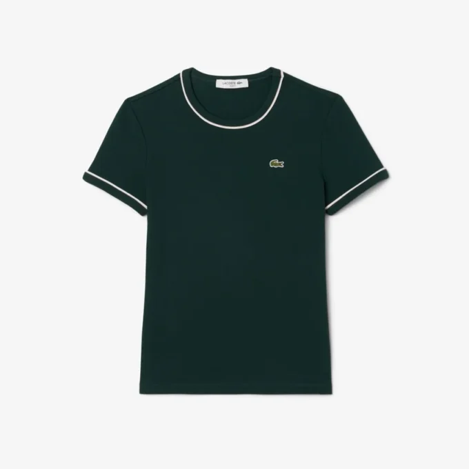 Damen-Jersey-T-Shirt mit Kontrastbesatz