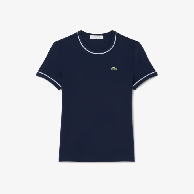 Damen-Jersey-T-Shirt mit Kontrastbesatz