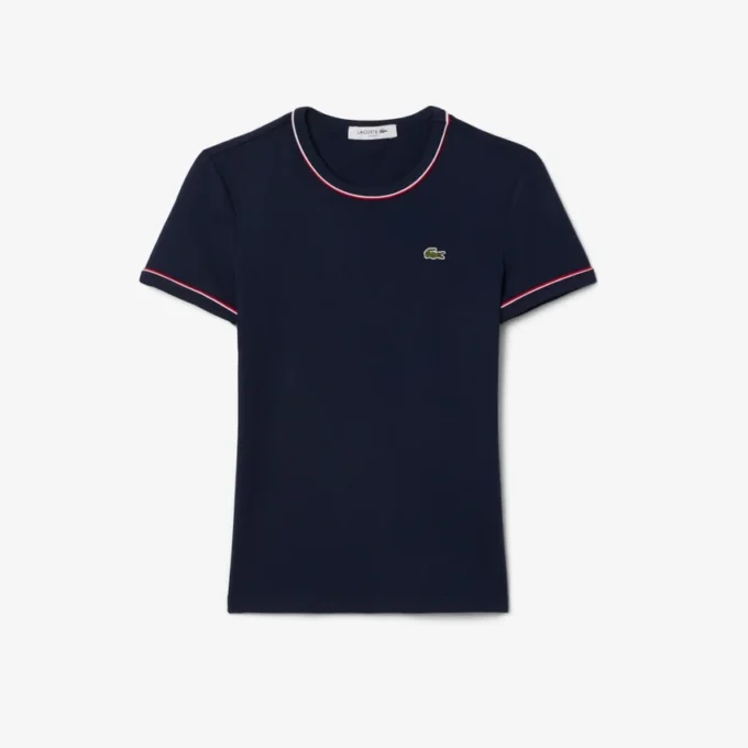 Damen-Jersey-T-Shirt mit Kontrastbesatz