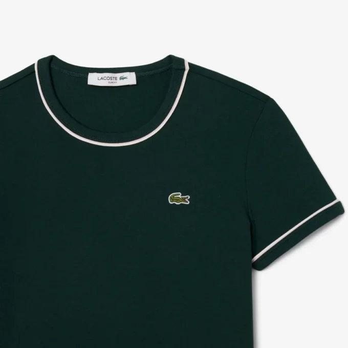 Damen-Jersey-T-Shirt mit Kontrastbesatz