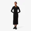 Damen-Kleid aus gerippter Baumwolle mit Polo-Kragen in Slim-Fit-Passform