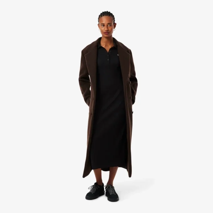 Damen-Kleid aus gerippter Baumwolle mit Polo-Kragen in Slim-Fit-Passform