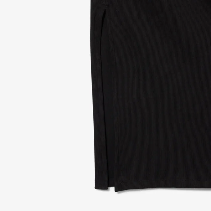 Damen-Kleid aus gerippter Baumwolle mit Polo-Kragen in Slim-Fit-Passform