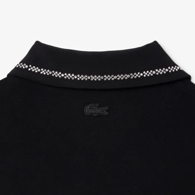 Damen-Kleid mit schmaler Passform, Diamanta-Krokodil-Logo und Polokragen