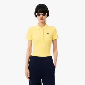 Damen-Poloshirt L.12.D Slim Fit aus gerippter Baumwolle