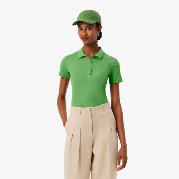 Damen-Poloshirt L.12.D Slim Fit aus gerippter Baumwolle