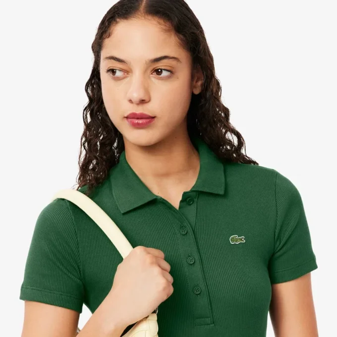 Damen-Poloshirt L.12.D Slim Fit aus gerippter Baumwolle