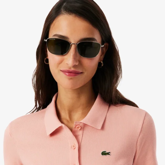Damen-Poloshirt L.12.D Slim Fit aus gerippter Baumwolle