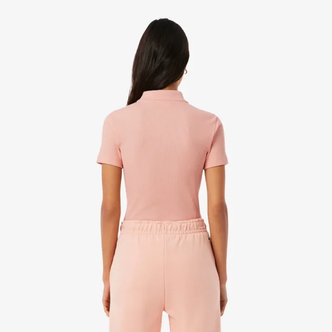 Damen-Poloshirt L.12.D Slim Fit aus gerippter Baumwolle
