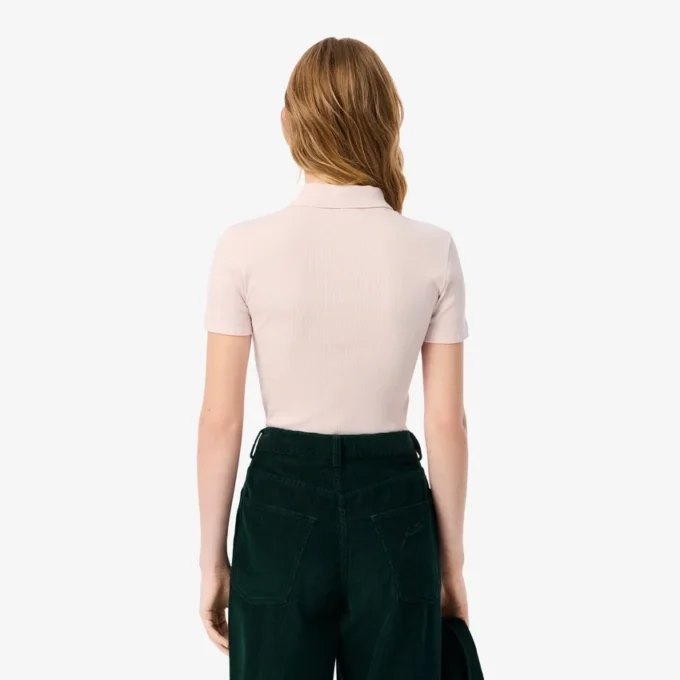 Damen-Poloshirt L.12.D Slim Fit aus gerippter Baumwolle