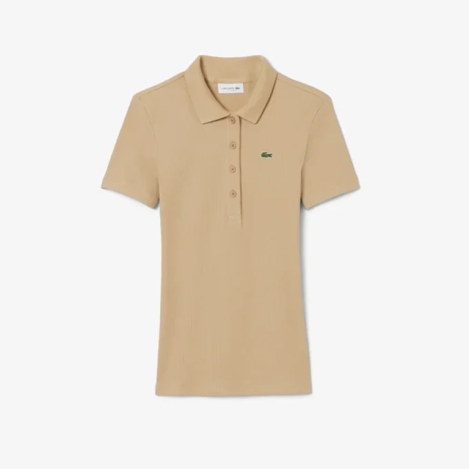 Damen-Poloshirt L.12.D Slim Fit aus gerippter Baumwolle
