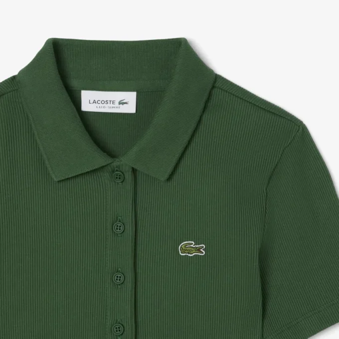 Damen-Poloshirt L.12.D Slim Fit aus gerippter Baumwolle