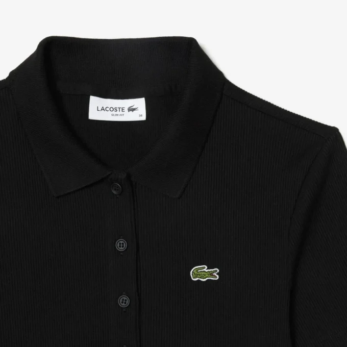 Damen-Poloshirt L.12.D Slim Fit aus gerippter Baumwolle