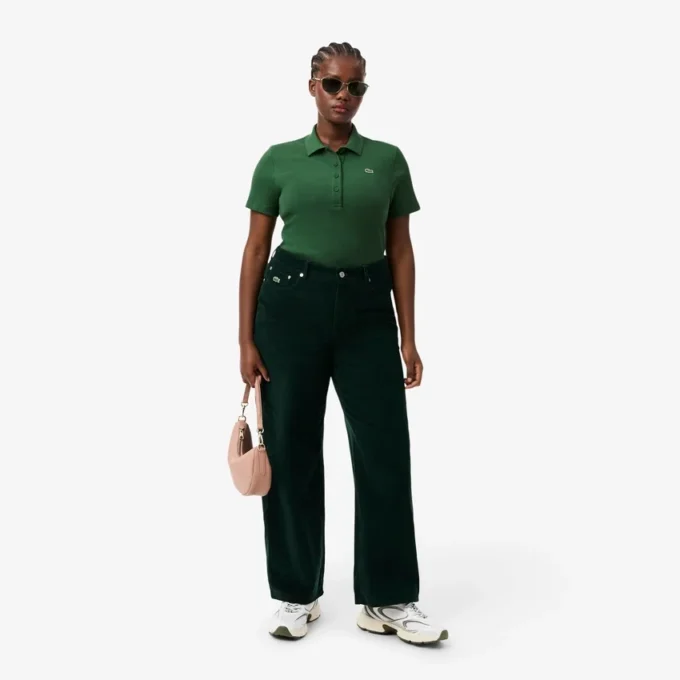 Damen-Poloshirt L.12.D Slim Fit aus gerippter Baumwolle