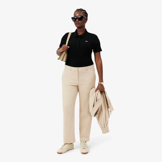 Damen-Poloshirt L.12.D Slim Fit aus gerippter Baumwolle