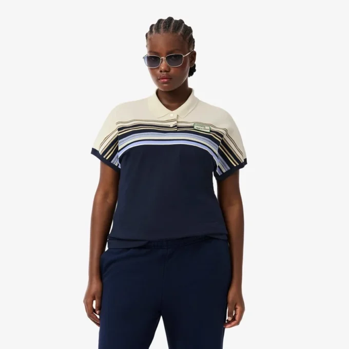 Damen-Poloshirt „Made in France“ in Slim Fit mit Streifen