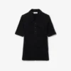 Damen-Poloshirt mit schmaler Passform aus flauschigem Rippstrick