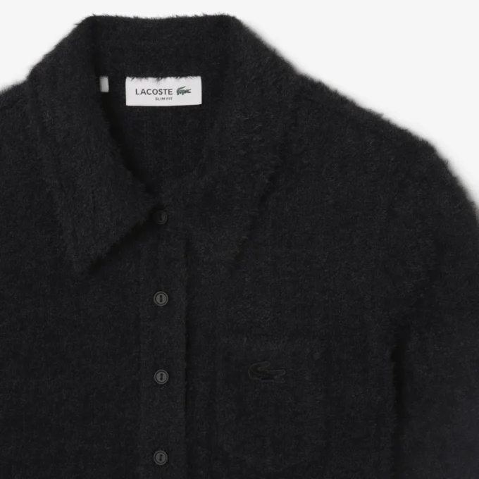Damen-Poloshirt mit schmaler Passform aus flauschigem Rippstrick