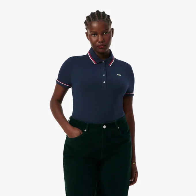 Damen-Poloshirt mit schmaler Passform und Zierdetails L.12.D