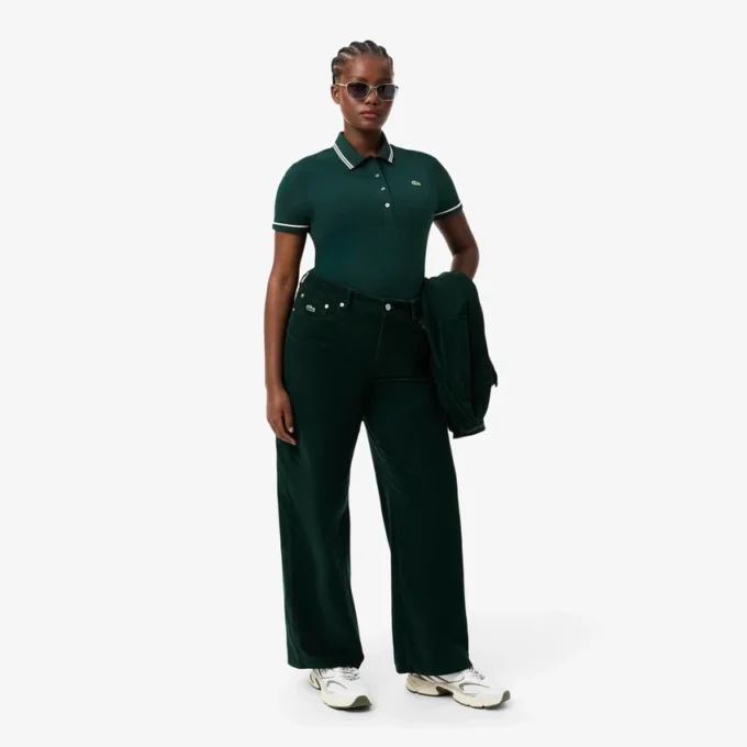Damen-Poloshirt mit schmaler Passform und Zierdetails L.12.D