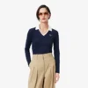 Damen-Poloshirt mit Slim-Fit-Passform und Zierdetails, langärmelig
