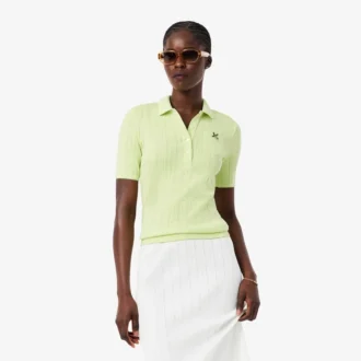 Damen-Poloshirt „Slim Fit Pointelle“ mit L.12.D-Logo