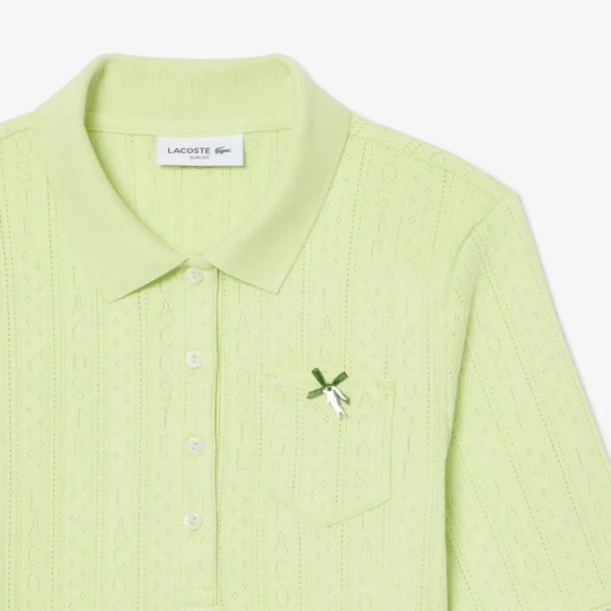 Damen-Poloshirt „Slim Fit Pointelle“ mit L.12.D-Logo